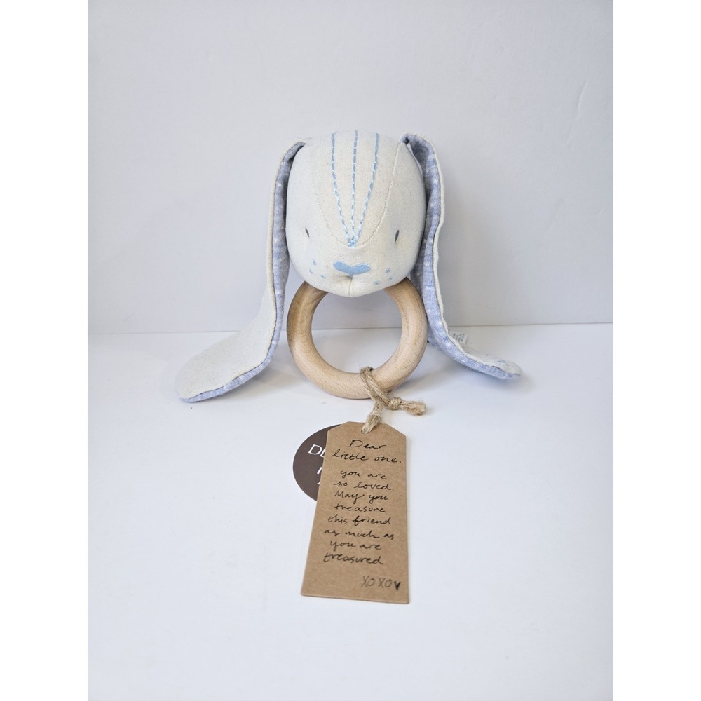 Demdaco plush baby‎ rattle bunny rabbit head NWT